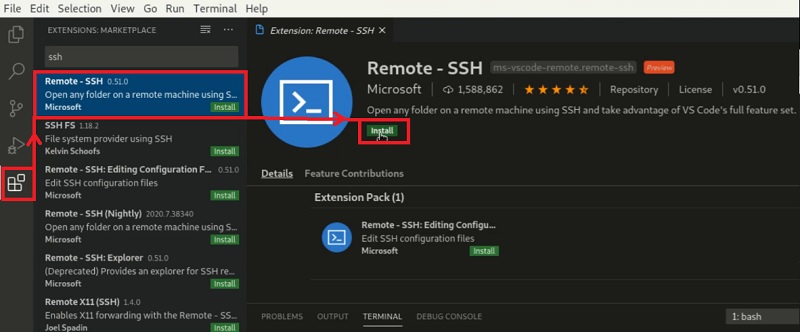 visual studio code ssh remote