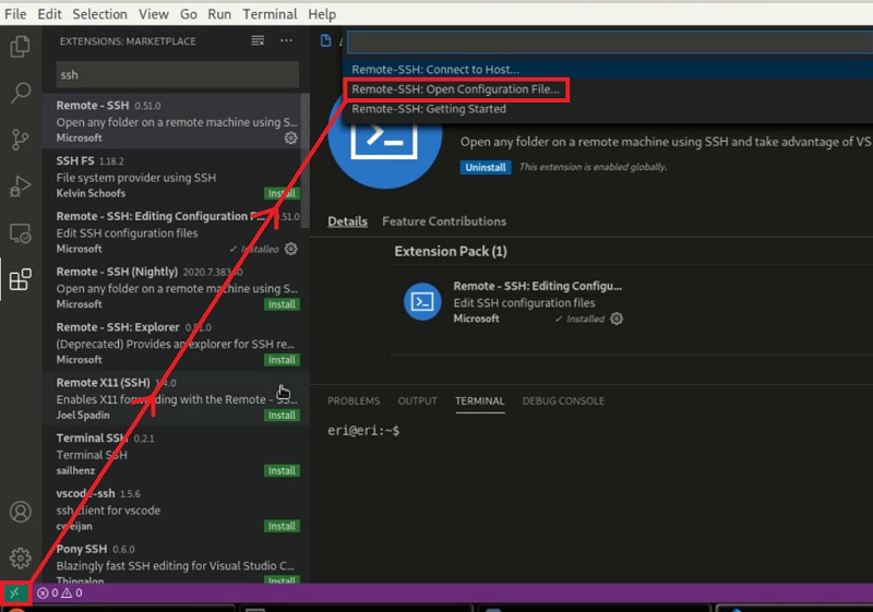 visual studio code ssh plugin